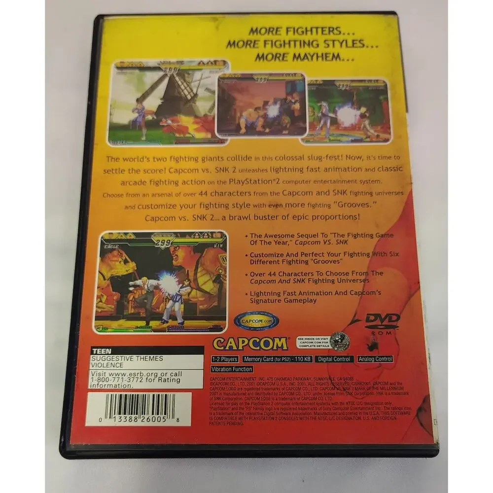 Capcom vs SNK 2 Sony PS2 CIB W/Manual Cleaned Tested Works PlayStation 2 2001